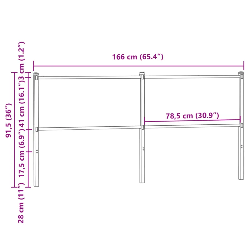 Pakaitinis galvūgalis, ruda ąžuolo spalvos, 160cm, mediena ir plienas