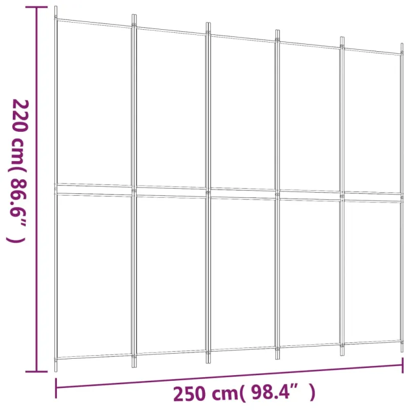 Kambario pertvara, 5 dalių, antracito, 250x220cm, audinys