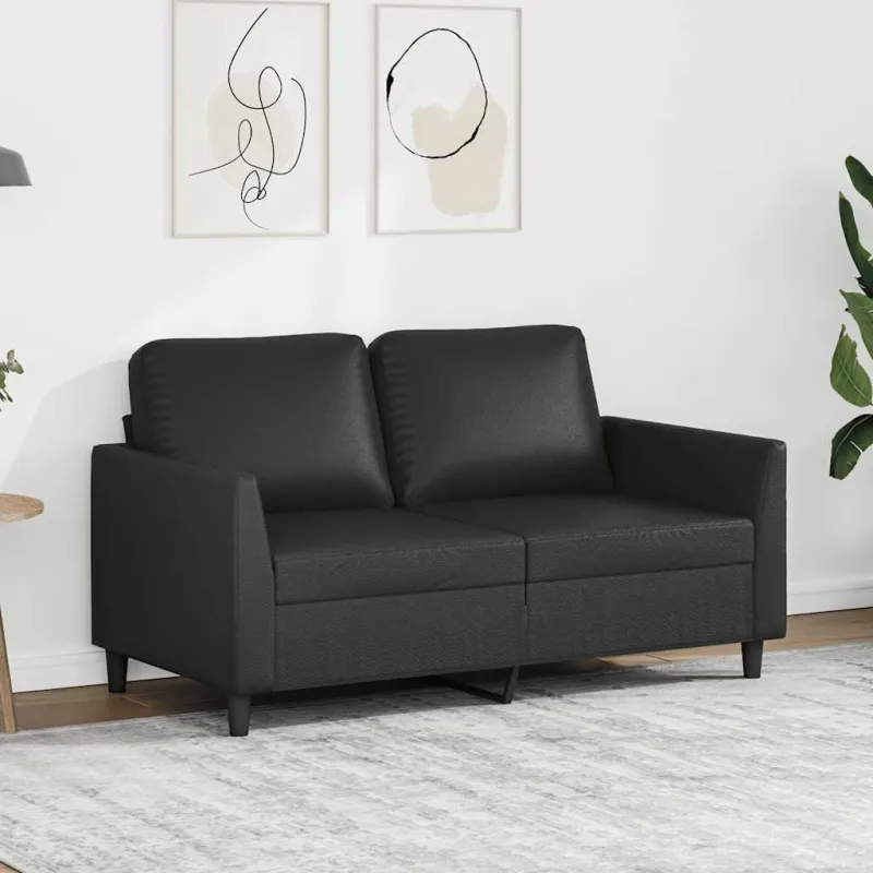 Dvivietė sofa, juodos spalvos, 120cm, dirbtinė oda