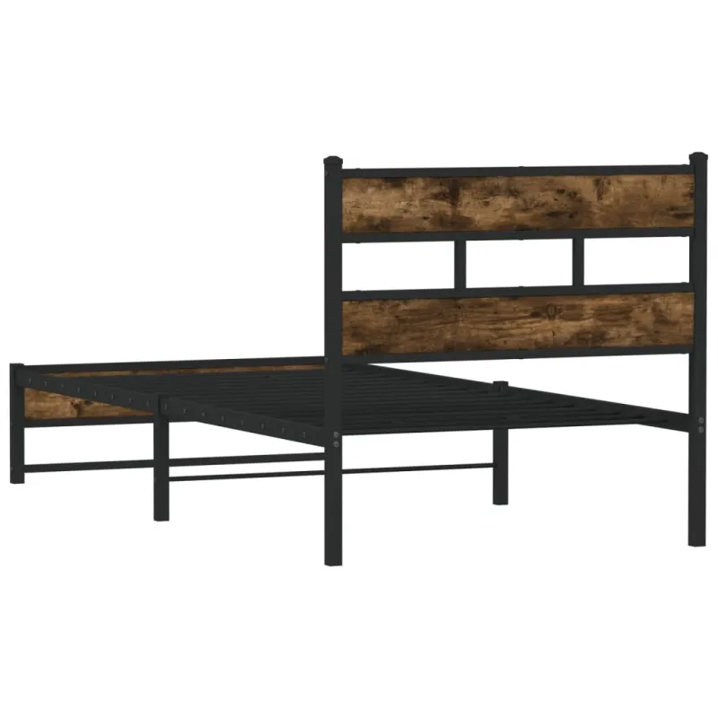 Lovos rėmas be čiužinio, dūminio ąžuolo, 75x190cm, metalas