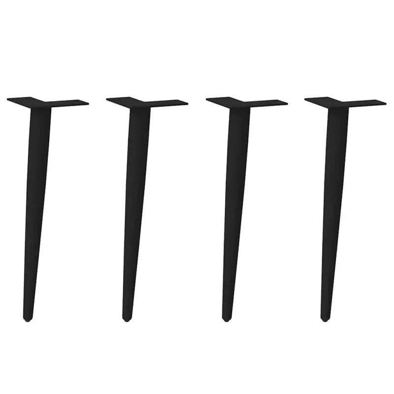 Kavos staliuko kojelės, kūginės, 4 vnt., juodos, 42-43 cm, plienas
