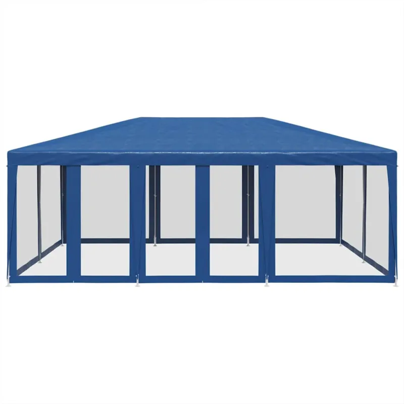 Proginė palapinė su 10 tinklinėmis sienomis, mėlyna, 6x4m, HDPE