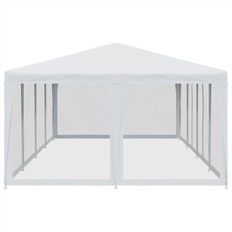 Proginė palapinė su 12 tinklinėmis sienomis, balta, 8x4m, HDPE