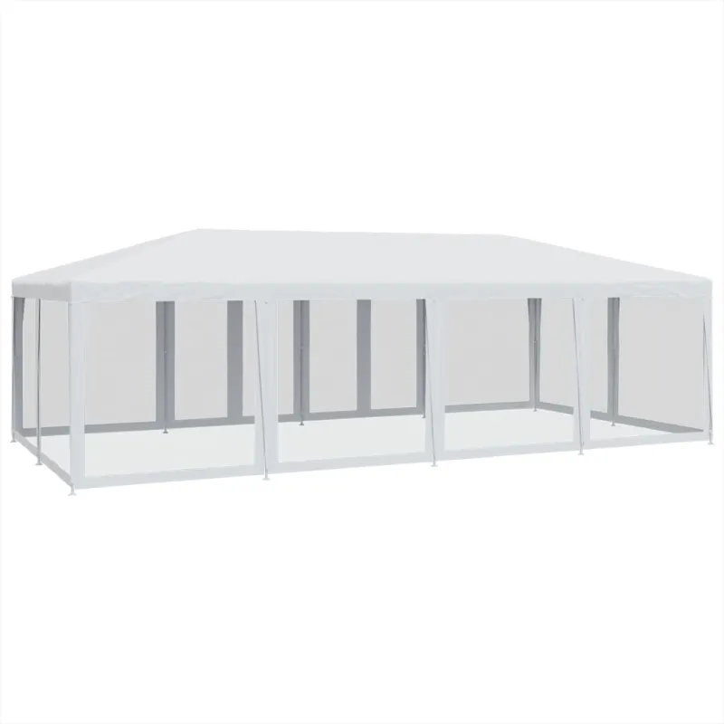 Proginė palapinė su 12 tinklinėmis sienomis, balta, 8x4m, HDPE