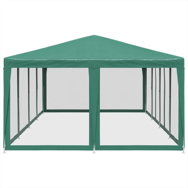 Proginė palapinė su 12 tinklinėmis sienomis, žalia, 8x4m, HDPE