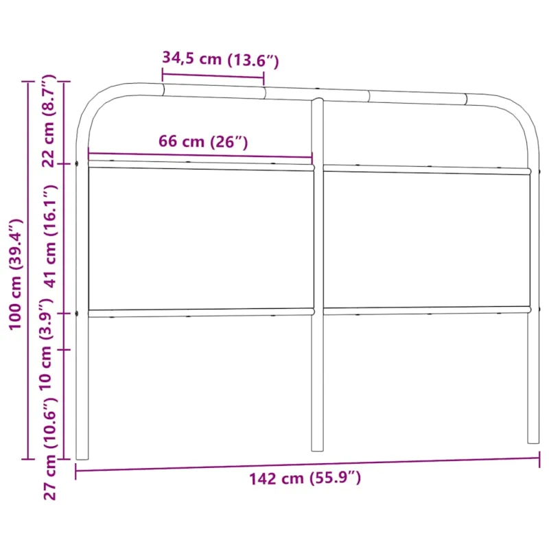 Pakaitinis galvūgalis, dūminio ąžuolo spalvos, 135 cm, plienas ir mediena