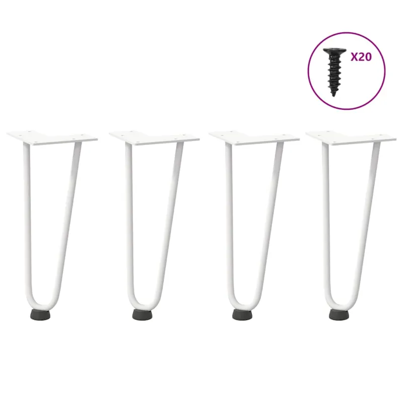 Kavos staliuko kojelės, 4 vnt., baltos, 30 cm, plienas, segtukai