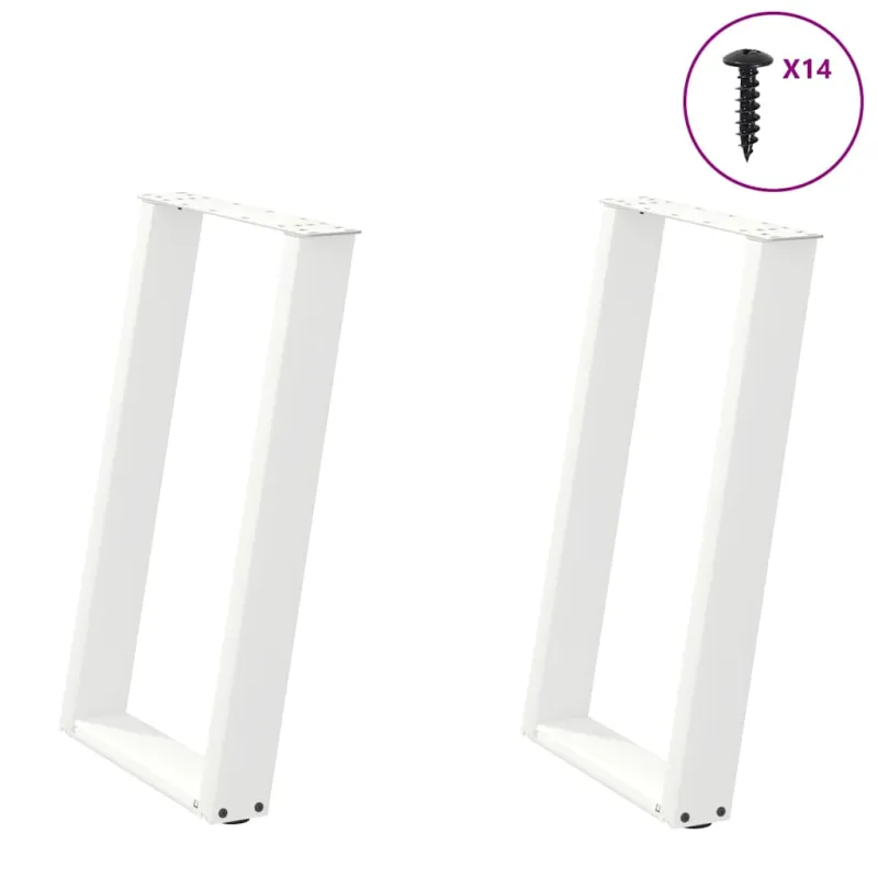 Valgomojo stalo kojelės, 2 vnt., baltos, 50x(72-73) cm, plienas, U formos