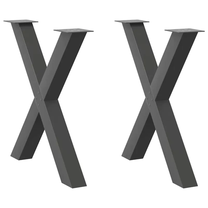 Valgomojo stalo kojos, X formos, 2 vnt., antracito spalvos, 70x(72-73) cm, plienas