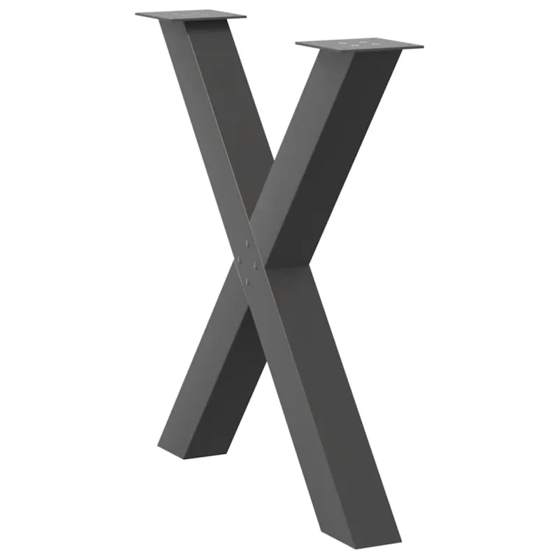 Valgomojo stalo kojos, X formos, 2 vnt., antracito spalvos, 70x(72-73) cm, plienas