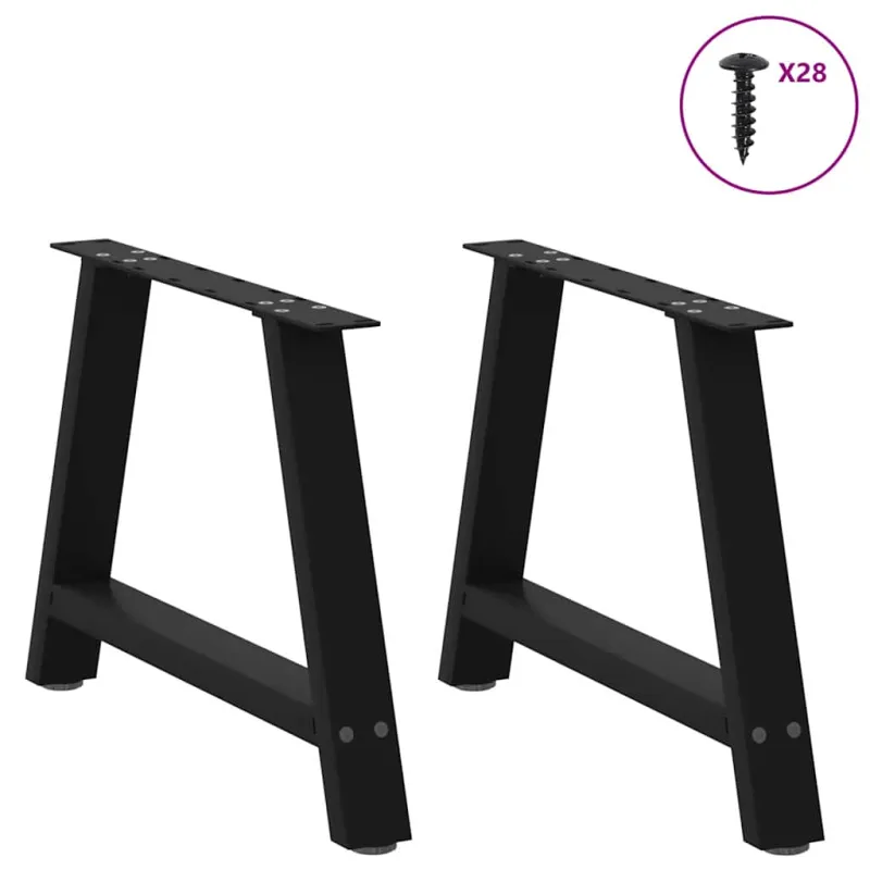 Kavos staliuko kojelės, A formos, 2 vnt., juodos, 60x(42-43) cm, plienas