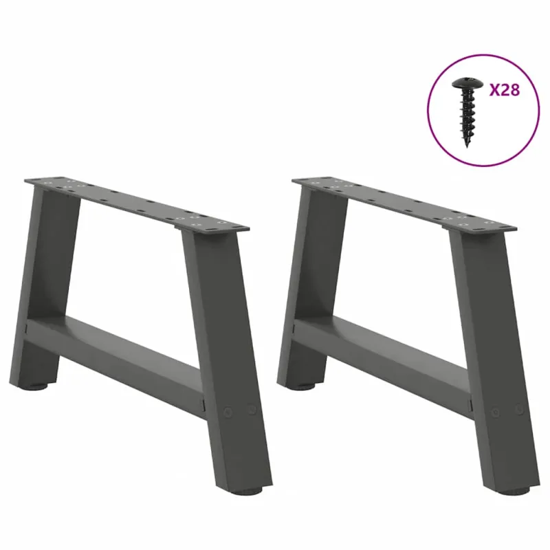 Kavos staliuko kojelės, 2 vnt., antracito spalvos, 60x(30-31) cm, plienas
