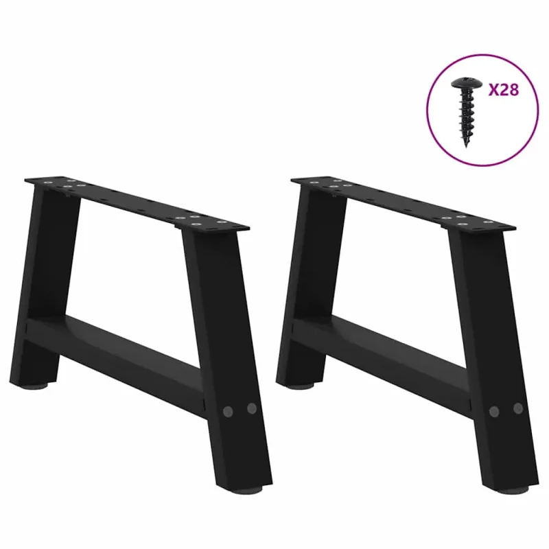 Kavos staliuko kojelės, A formos, 2 vnt., juodos, 60x(30-31) cm, plienas