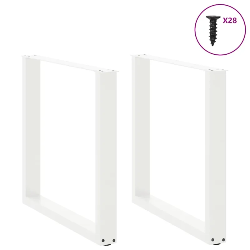 Valgomojo stalo kojelės, 2 vnt., U formos, baltos, 80x(72-73) cm, plienas