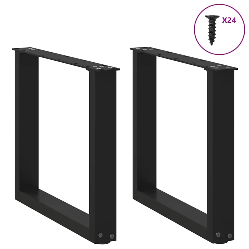 Kavos staliuko kojelės, 2 vnt., juodos, 50x(42-43) cm, plienas, U formos