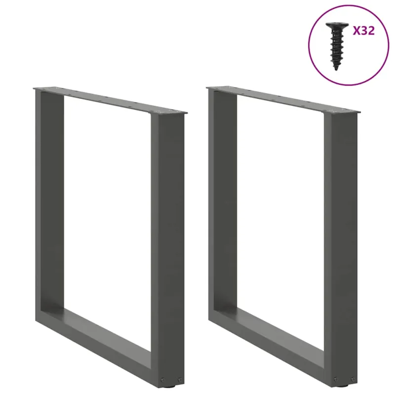 Valgomojo stalo kojos, U formos, 2 vnt., antracito spalvos, 90x(72-73) cm, plienas