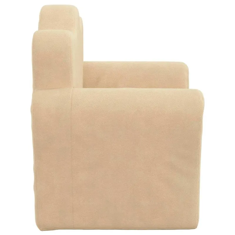 Vaikiška sofa-lova, kreminės spalvos, minkštas pliušas
