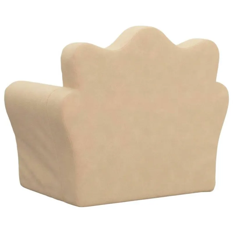 Vaikiška sofa-lova, kreminės spalvos, minkštas pliušas