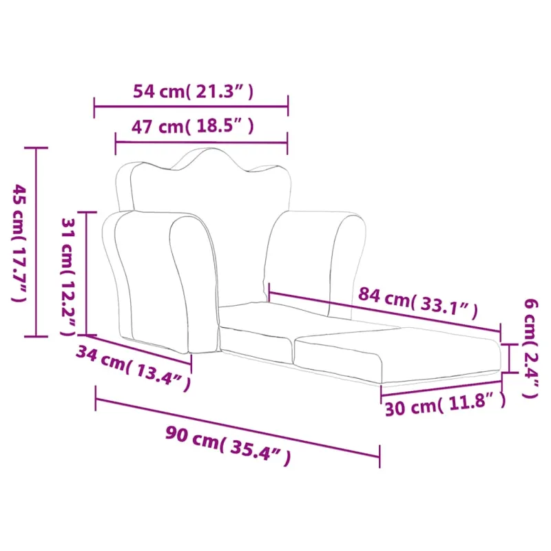 Vaikiška sofa-lova, kreminės spalvos, minkštas pliušas