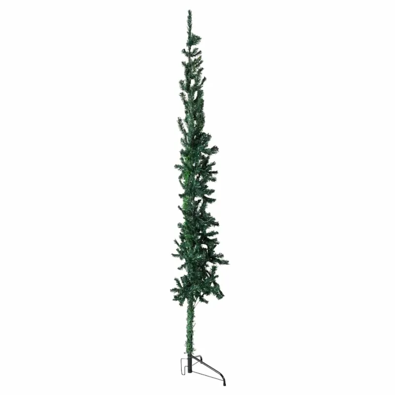 Siaura dirbtinė pusinė Kalėdų eglutė su stovu, žalia, 180cm