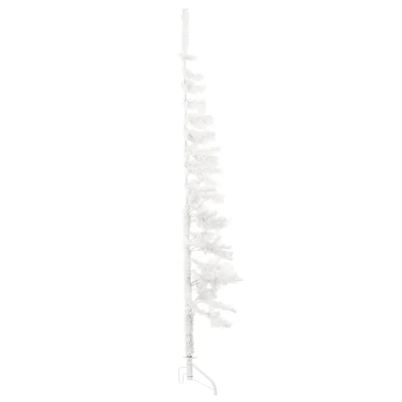 Siaura dirbtinė pusinė Kalėdų eglutė su stovu, balta, 120cm