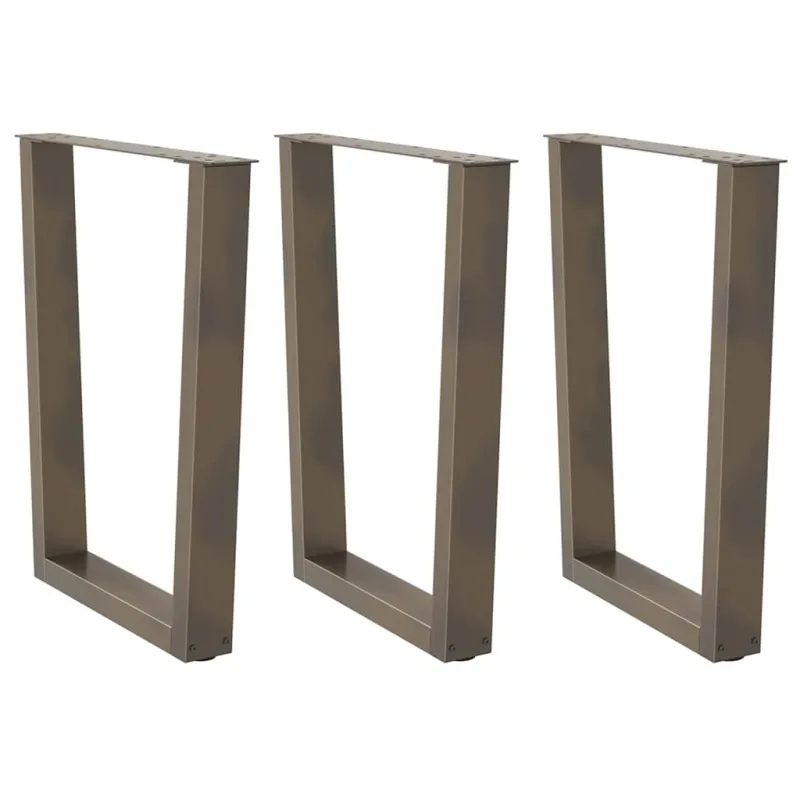 Valgomojo stalo kojelės, V formos, 3 vnt., natūralus plienas, 70x(72-73,3) cm, plienas