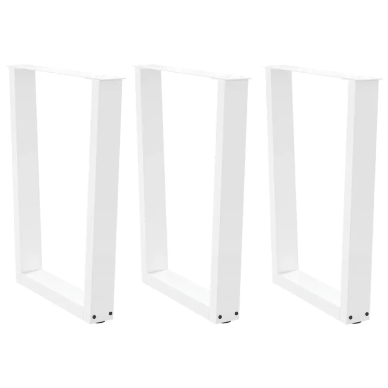 Valgomojo stalo kojelės, 3 vnt., baltos, 70x(72-73,3) cm, plienas, V formos