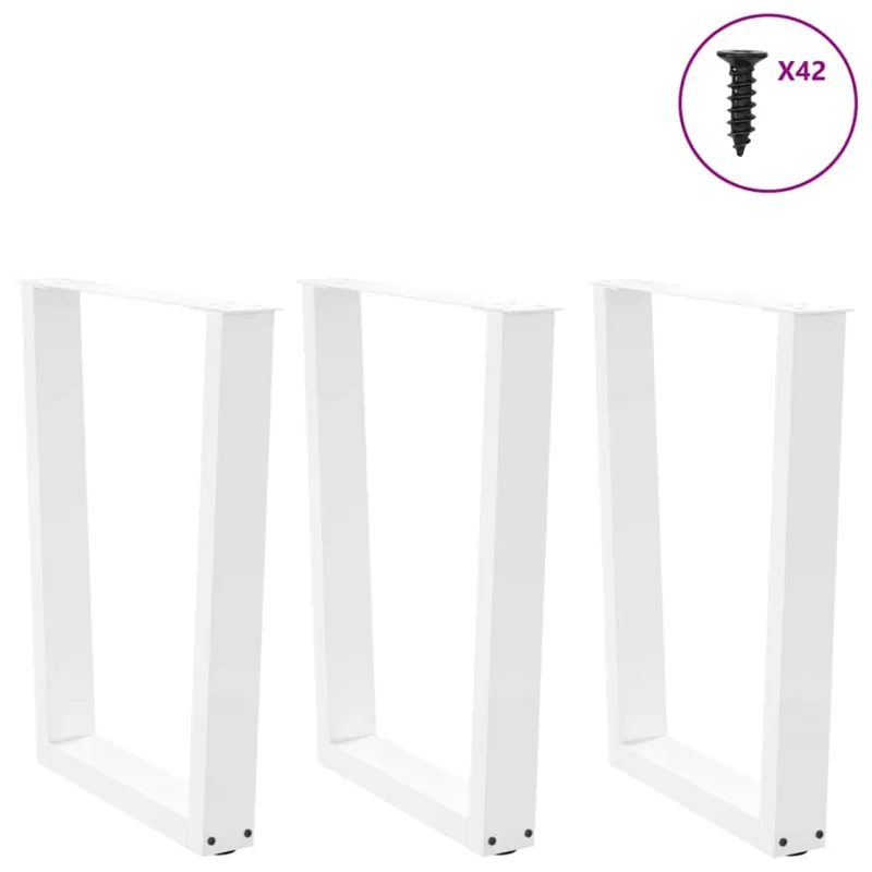 Valgomojo stalo kojelės, 3 vnt., baltos, 70x(72-73,3) cm, plienas, V formos