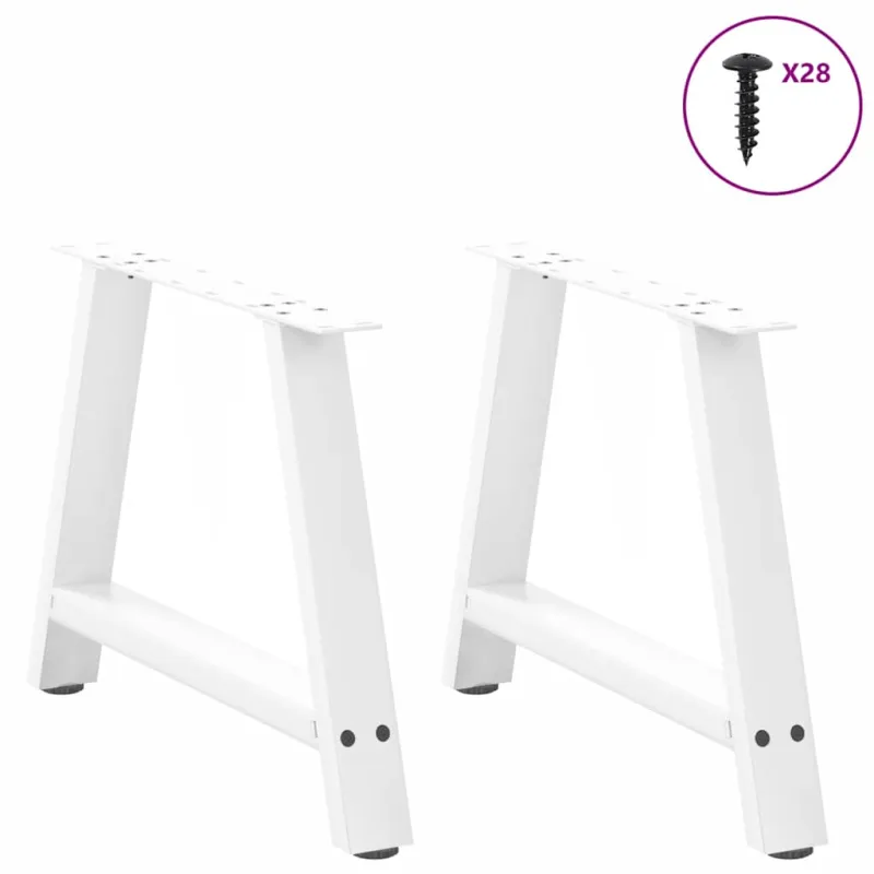 Kavos staliuko kojelės, 2 vnt., baltos, 70x(42-43) cm, plienas, A formos