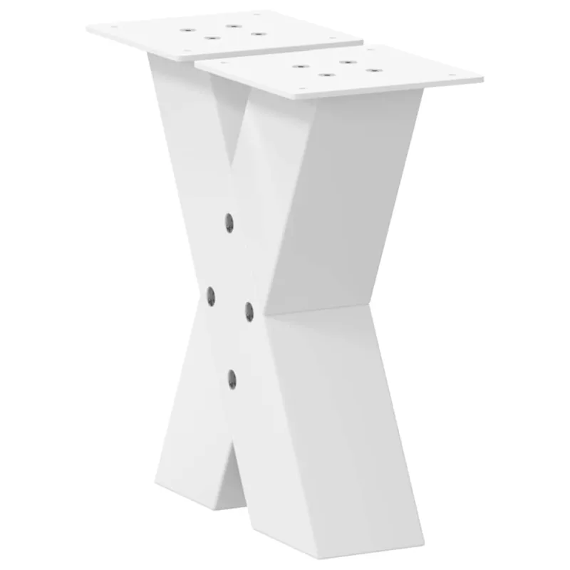Kavos staliuko kojelės, X formos, 2 vnt., baltos, 40x(30-31) cm, plienas