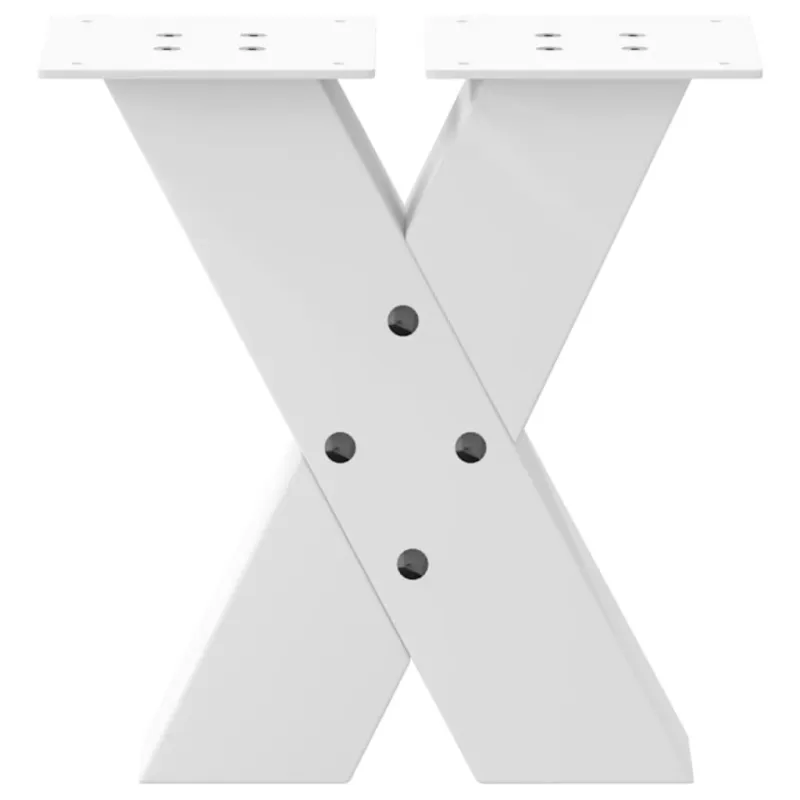 Kavos staliuko kojelės, X formos, 2 vnt., baltos, 40x(30-31) cm, plienas