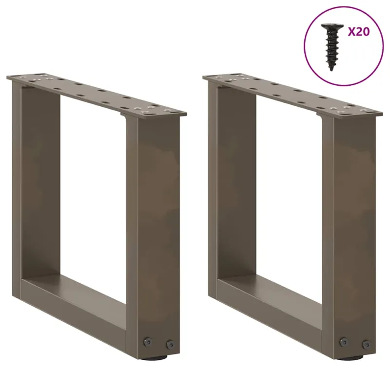 Kavos staliuko kojelės, U formos, 2 vnt., natūralus plienas, 40x(30-31) cm, plienas
