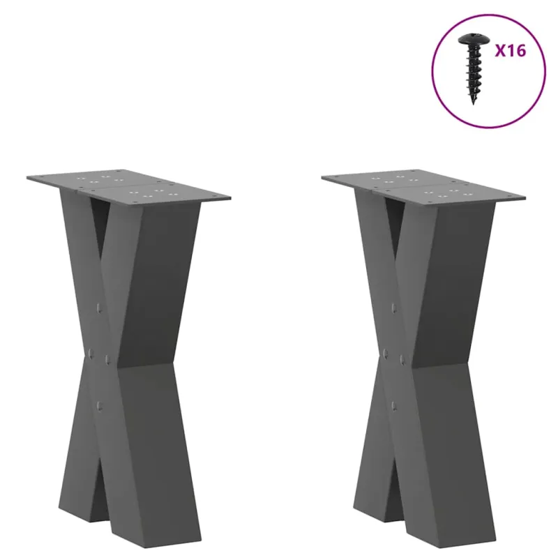 Kavos staliuko kojelės, 2 vnt., antracito spalvos, 28x(42-43) cm, plienas