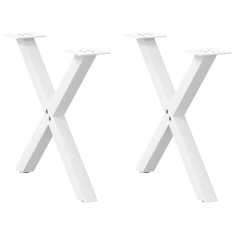 Kavos staliuko kojelės, X formos, 2 vnt., baltos, 50x(42-43) cm, plienas
