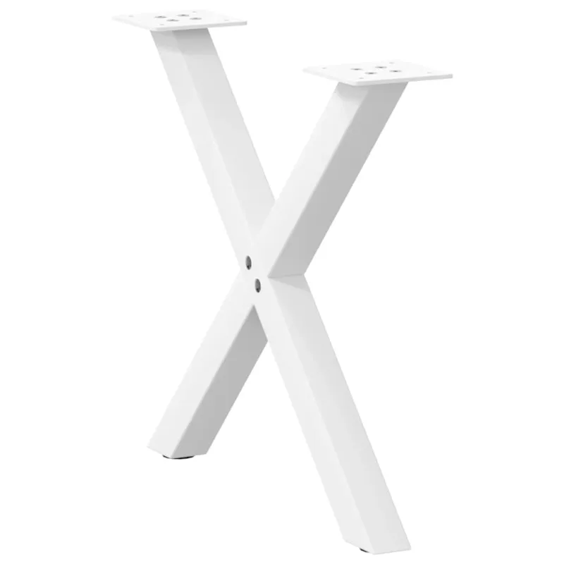 Kavos staliuko kojelės, X formos, 2 vnt., baltos, 50x(42-43) cm, plienas