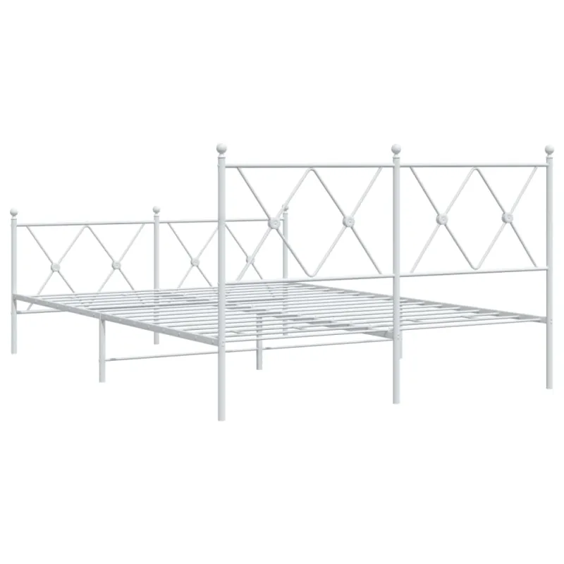 Lovos rėmas su galvūgaliu/kojūgaliu, baltas, 137x190cm, metalas