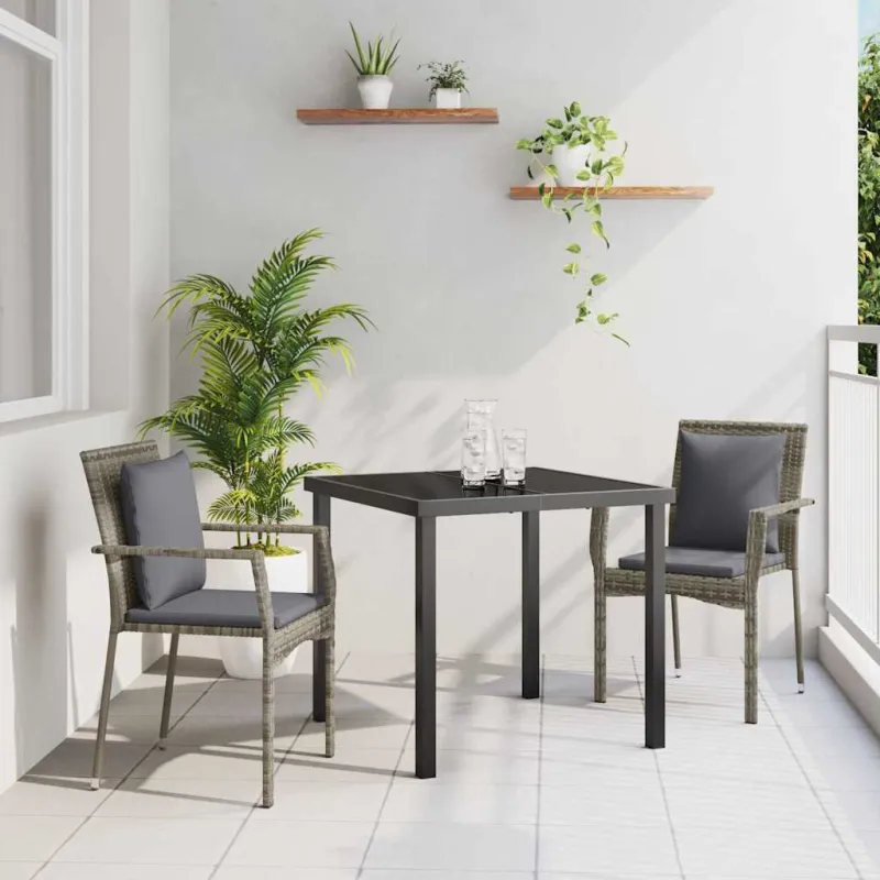 Sodo ruokailuryhmä 3 osaa tyynyllä, harmaa polyratka