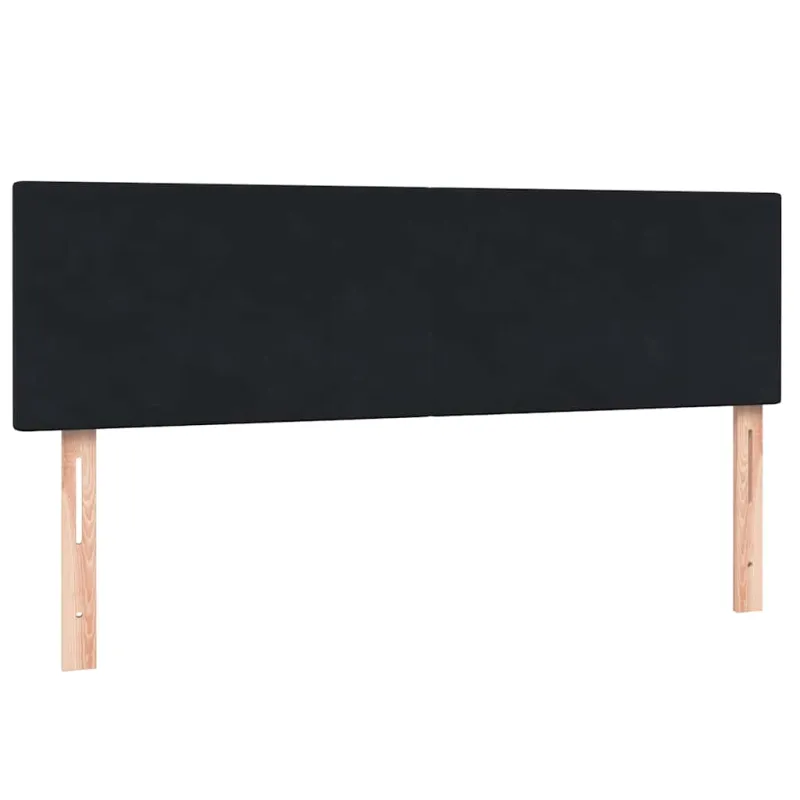 Lova su spyruoklėmis ir čiužiniu, juoda, 160x210 cm, aksomas