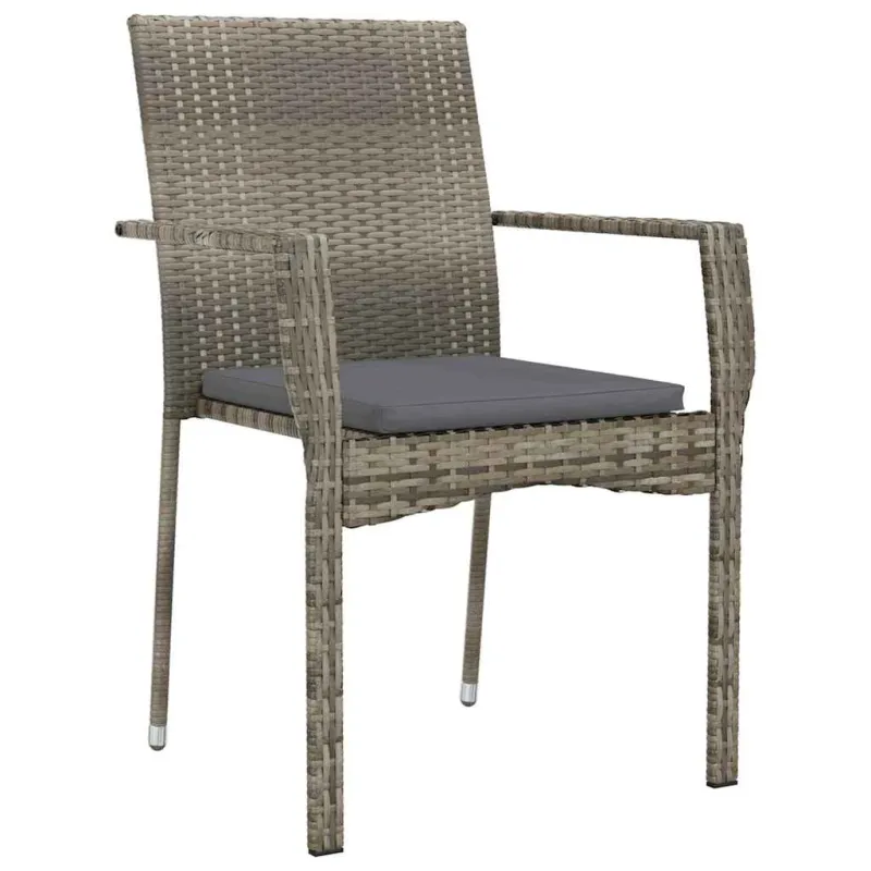 Sodo ruokailuryhmä pehmusteineen, 3 osaa, Harmaa polyrataska