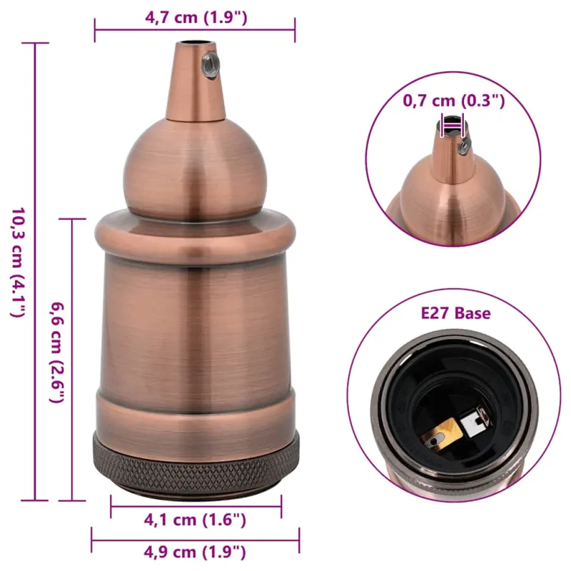 lempų laikikliai 2 vnt Red Bronze E27