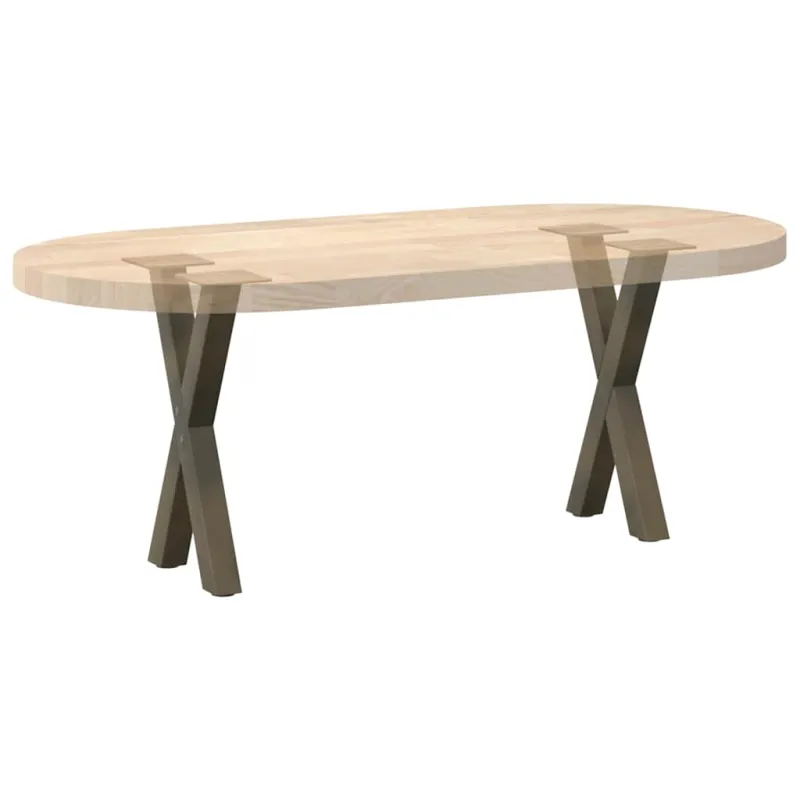 Kavos staliuko kojelės, X formos, 2 vnt., natūralus plienas, 38x(42-43) cm, plienas