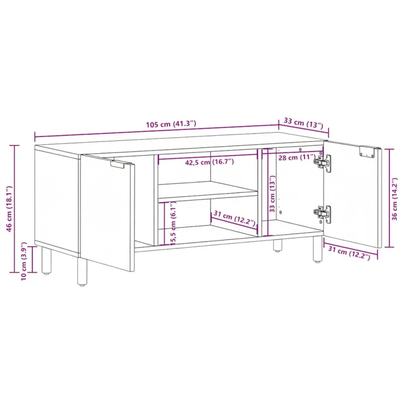 televizoriaus spintelė juoda 105x33x46 cm Engineered Wood