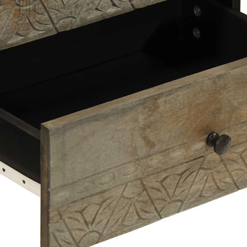naktinė spintelė šviesiai pilka 50x33x60 cm medžio masyvo mango