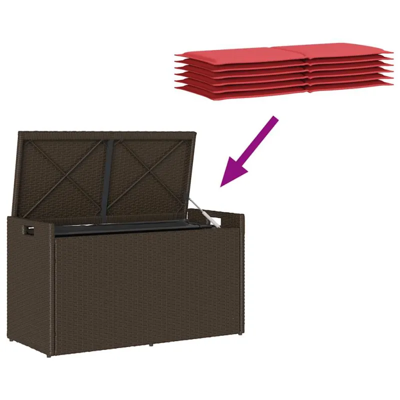 Lauko laikymo suolas su pagalvėlėmis rudos spalvos 100 cm