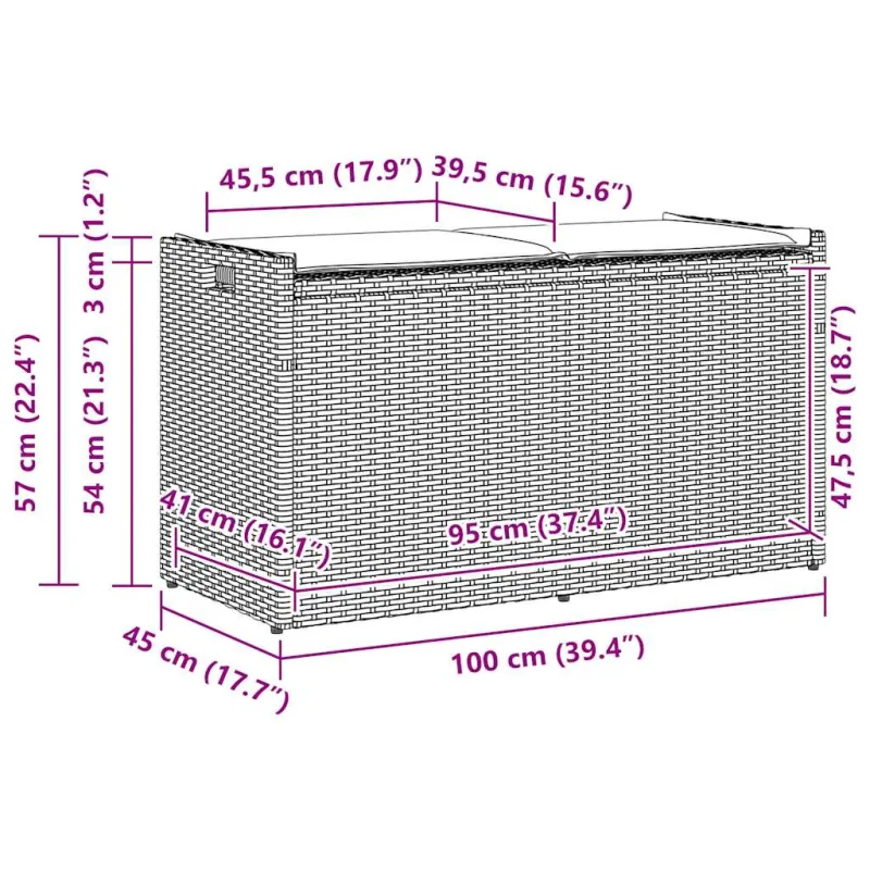 Lauko laikymo suolas su pagalvėlėmis rudos spalvos 100 cm