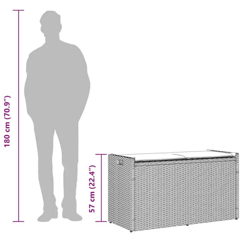 Lauko laikymo suolas su pagalvėlėmis rudos spalvos 100 cm