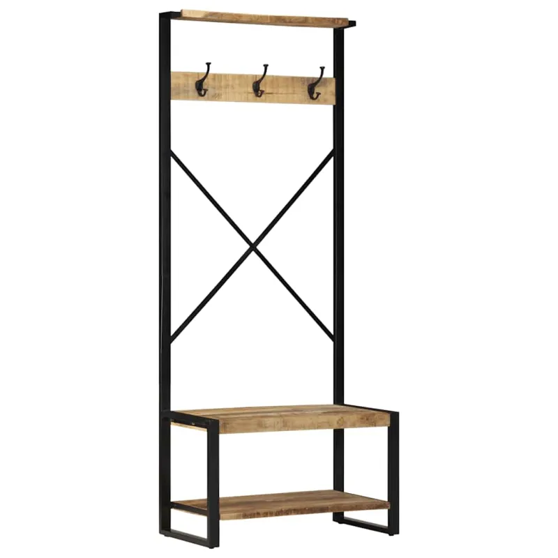rūbų kabykla 80x40x190 cm masyvo neapdoroto medžio mango