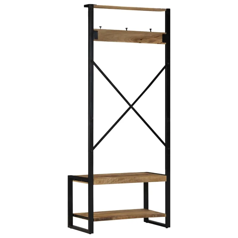 rūbų kabykla 80x40x190 cm masyvo neapdoroto medžio mango
