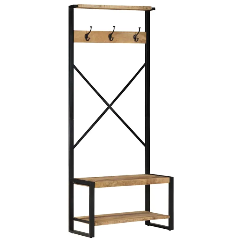 rūbų kabykla 80x40x190 cm masyvo neapdoroto medžio mango