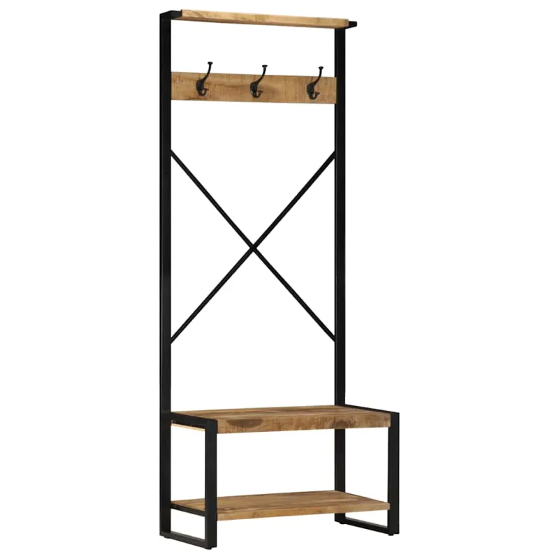 rūbų kabykla 80x40x190 cm masyvo neapdoroto medžio mango